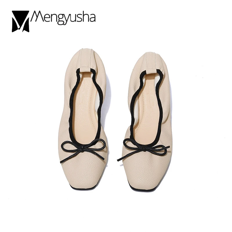 Туфли женские складные с бантом декоративные мягкие балетки для беременных