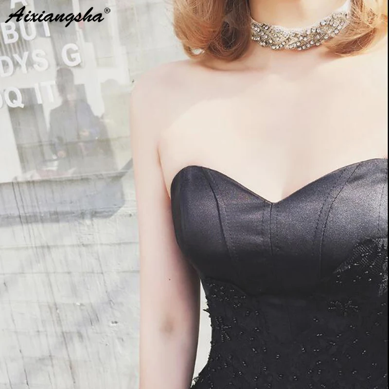 

Black New Style Prom Dresses Sweetheart Sleeveless A-line Sweep/Brush Train Sexy Prom Dress/Evening Dress robe de soiree