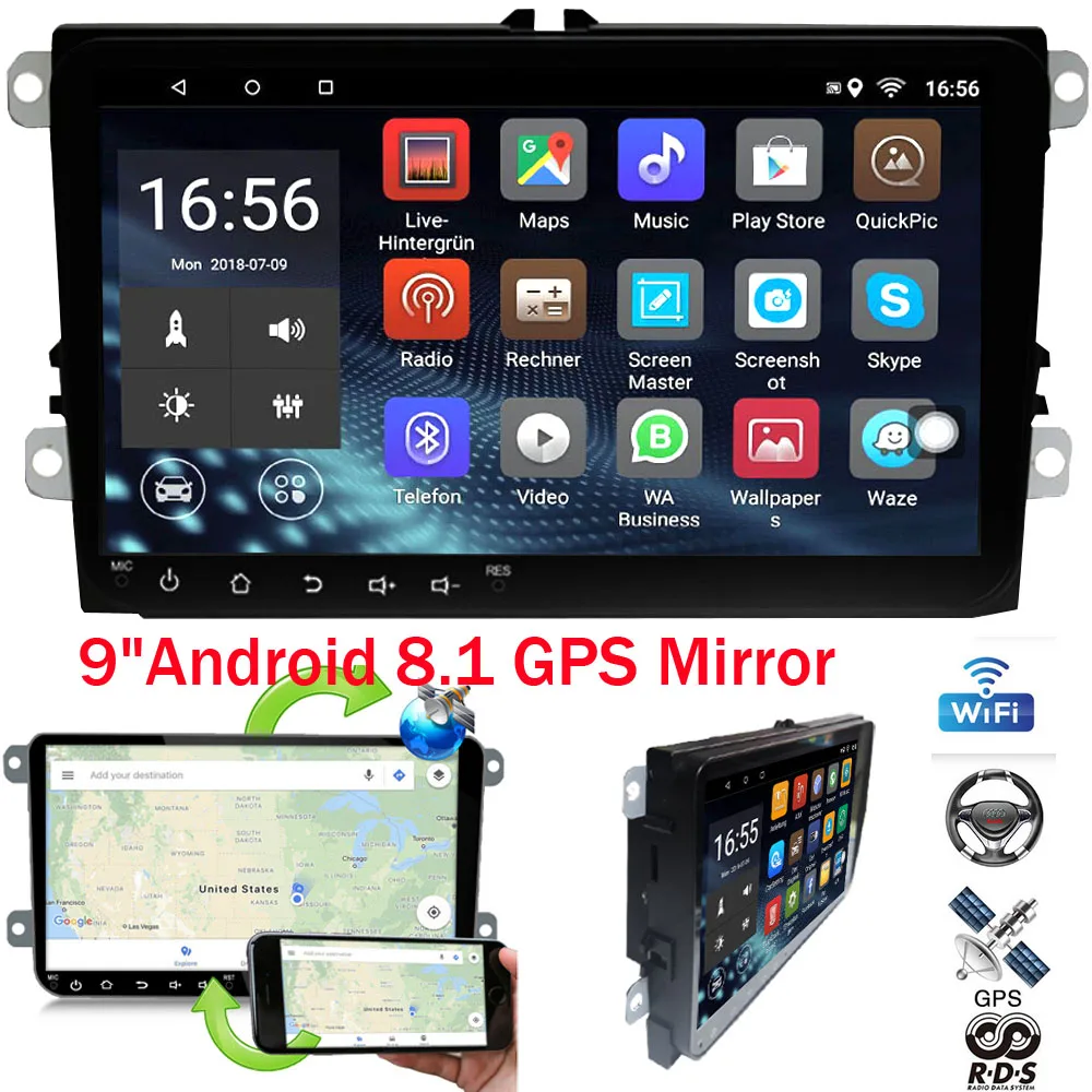 " Android 8,1 gps Navi автомобильный стерео радио wifi BT USB FM/AM RDS для Volkswagen Skoda Golf Polo Passat CC Caddy EOS Sharan T