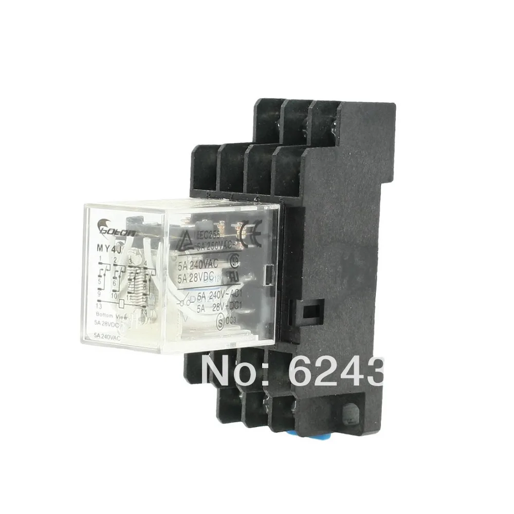 DC 12 В катушка 5A 240VAC 28VDC 4P2T 4PDT 35 мм din-рейка общего назначения электромагнитное реле