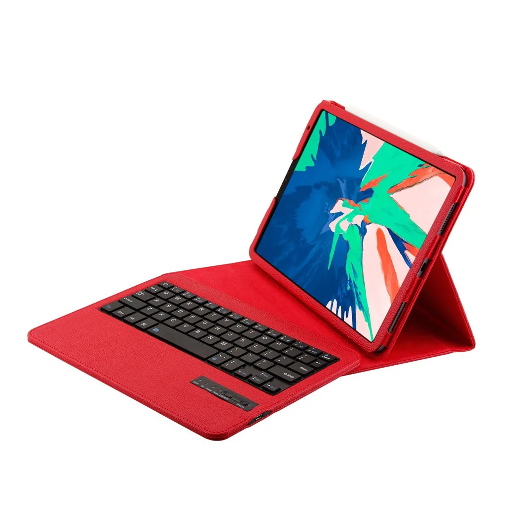 Красный VOBERRY Клавиатура Беспроводной съемный Съемная bluetooth-клавиатура для Ipad Pro 11 ультра-тонкий кожаный чехол Smart Cover для IPad#2 - Цвет: Красный