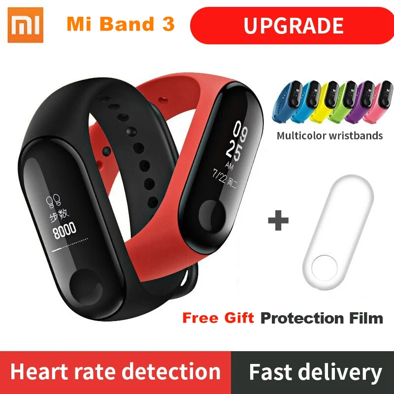 Origina Xiaomi Mi Band 3 Смарт Браслет фитнес браслет большой сенсорный экран OLED частота