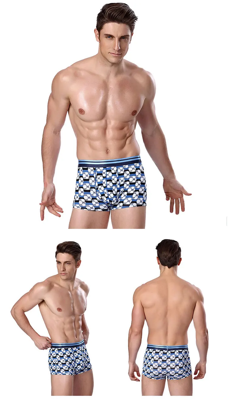 Высококачественное мягкое дышащее мужское сексуальное нижнее белье с принтом из