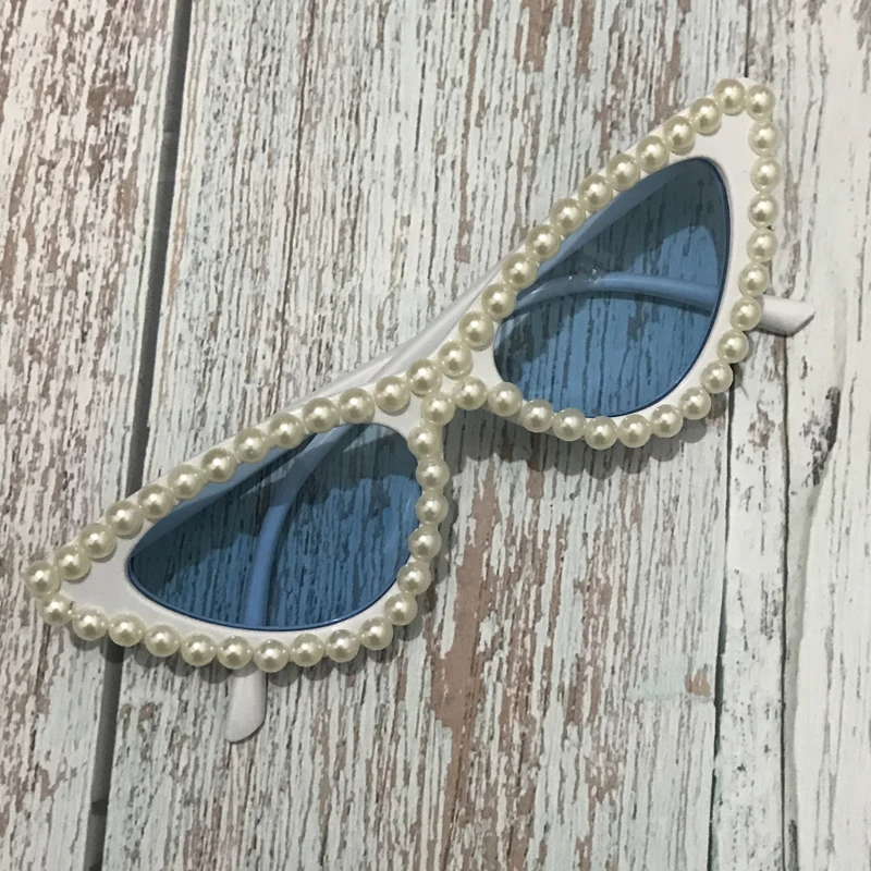 Женские солнцезащитные очки кошачий глаз круглые с жемчужными линзами UV400