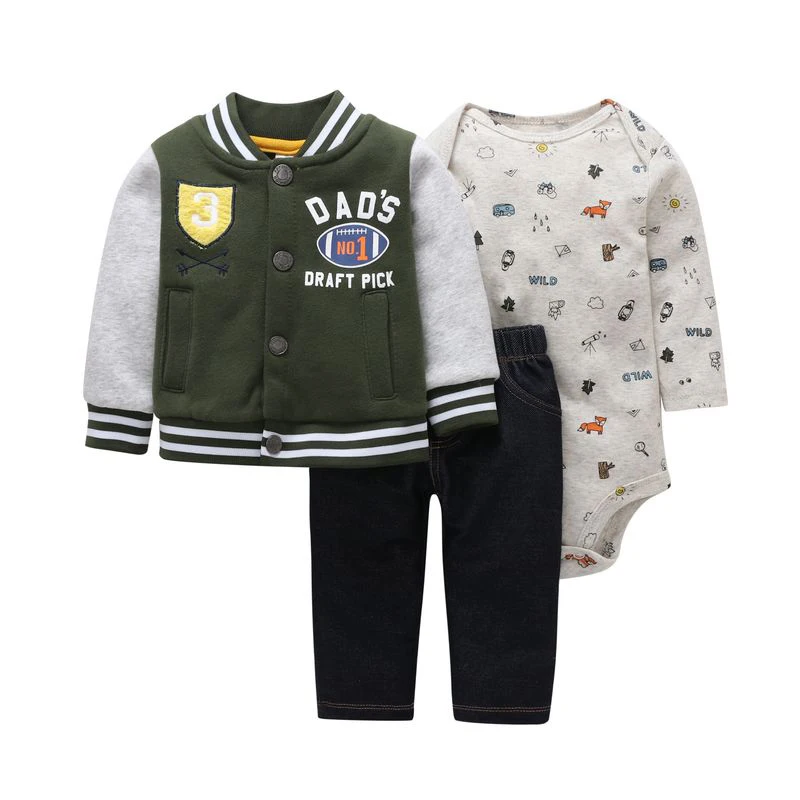 as picture for boy Carter/боди с длинными рукавами для малышей от 6 месяцев до 24 месяцев+ теплая куртка+ штаны, комплект из 3 предметов, мягкий хлопковый комплект зимней одежды для маленьких мальчиков - Цвет: as picture for boy