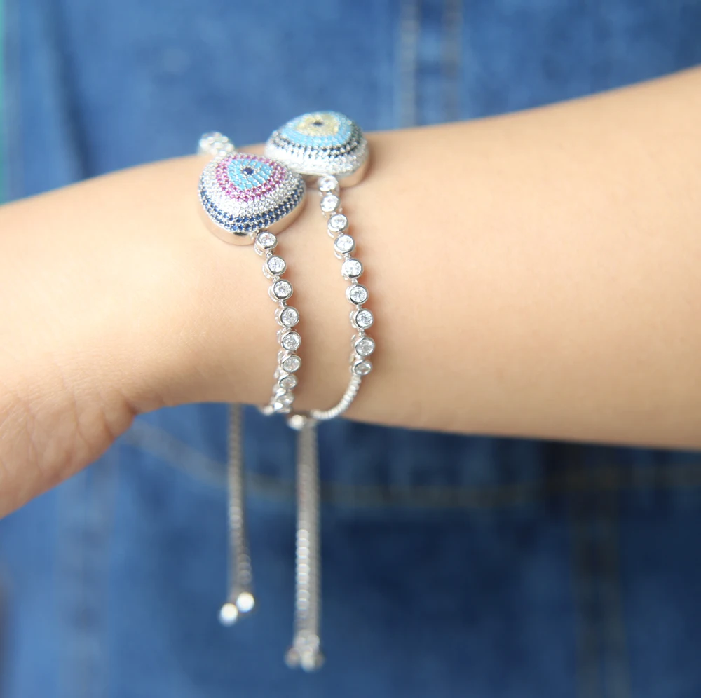 Роскошные микро проложить настройки AAA разноцветные камни турецкий стиль глаз в