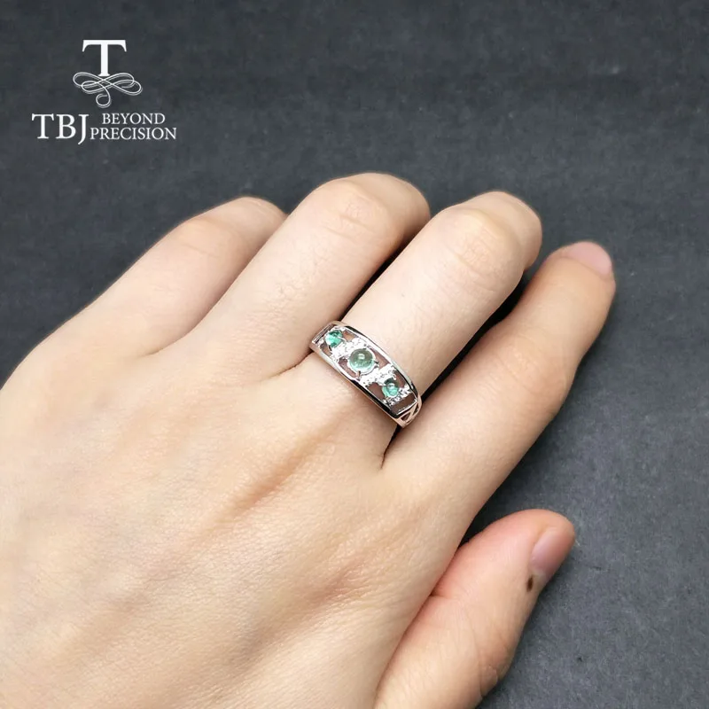 TBJ 100% натуральный Замбия зелёный Изумрудный камень регулируемое кольцо из