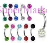 

High quality Eyebrow Ring Piercing Curved Earing Crystals 316L surgical steel 20pcs/lot free shipping