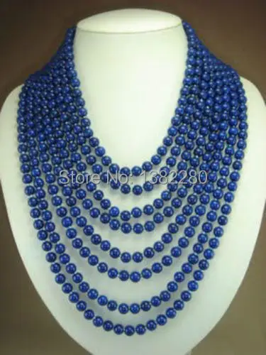 8 рядов 6 мм синие Бусины из лазурита ожерелье халцедона 17-24 дюйма Сделай сам!