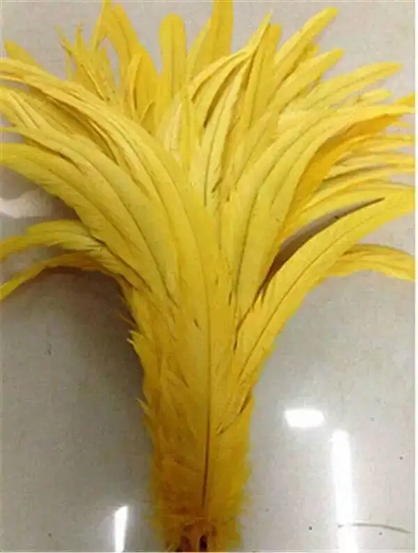 yellow 50 шт. высокое качество натуральный петух перо окрашенный для DIY Свадебная вечеринка головные уборы аксессуары карнавал Декор 12-14 дюймов/30-35 см - Цвет: yellow