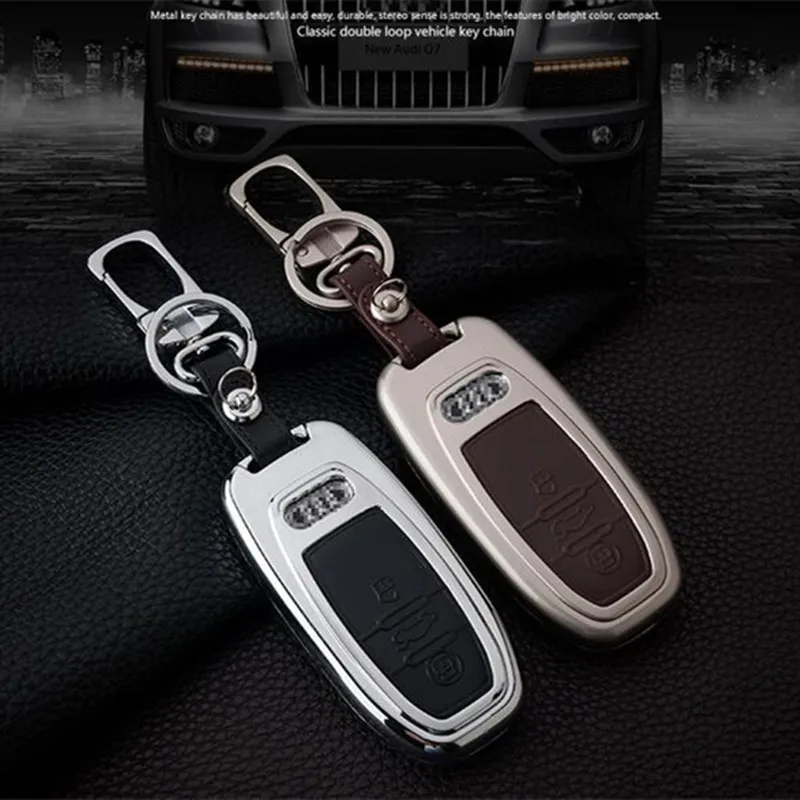 2018 новый роскошный ментальный и кожаный дизайн автомобильный брелок для Audi