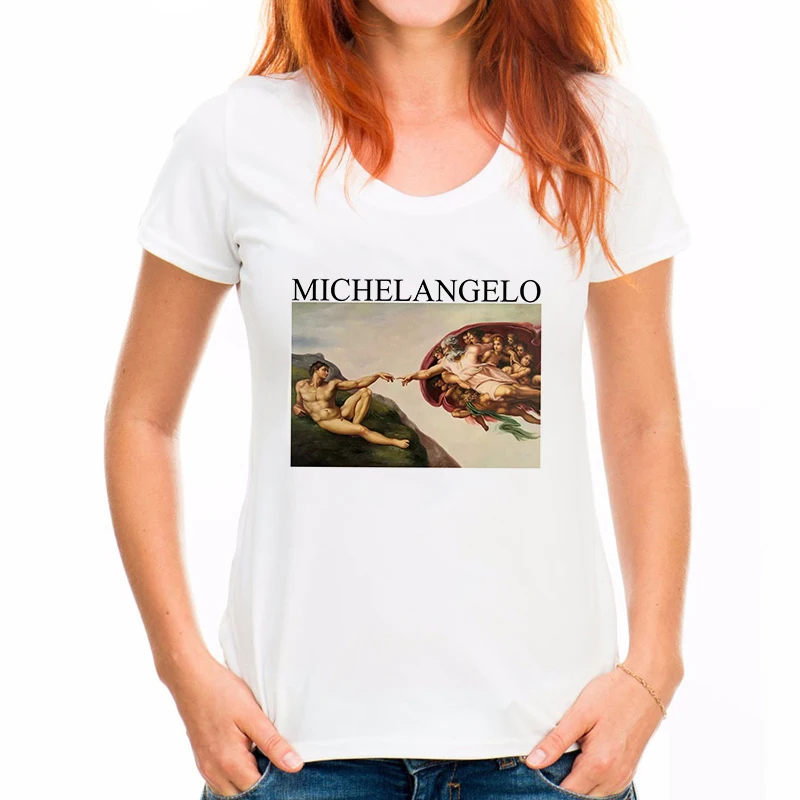 Хит футболка Michelangelo Sistina Harajuku Ulzzang Tumblr женская Kawaii футболка|Футболки| |