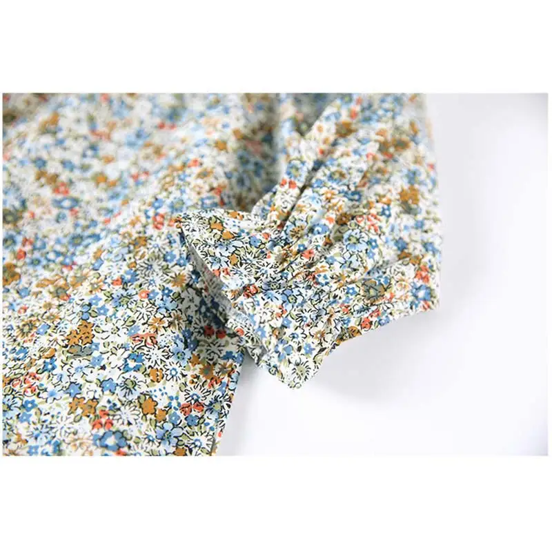 Детские рубашки для девочек блузка c кружевным воротником маленькая цветочная