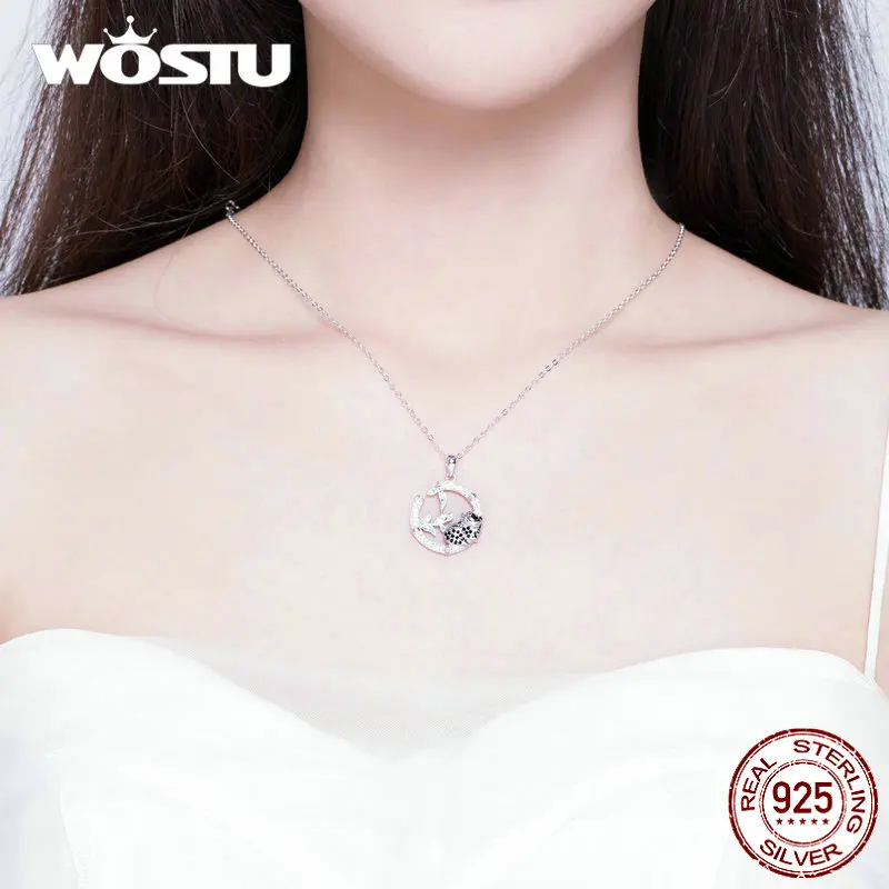 WOSTU 2020 новый дизайн Бамбук & колье с изображением панды подлинное 925 пробы