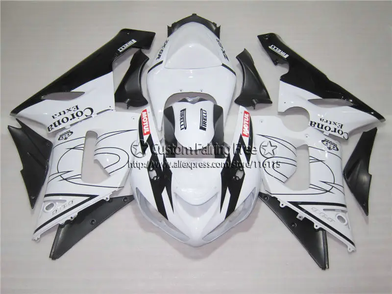 

Injection molding fairing kit for Kawasaki ZX6R 2005 2006 aftermarket ninja 636 ZX-6R 05 06 white black Corona fairings set ZV88