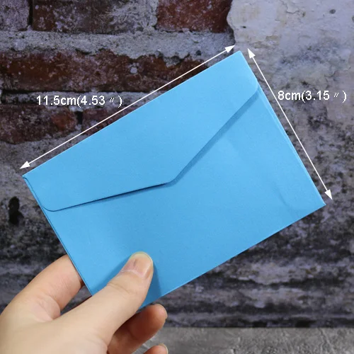 Blue Маленькие бумажные конверты 10 шт 14 конфетных цветов открытка свадебный подарок пригласительный конверт офисный канцелярский бумажный пакет 11,5x8 см - Цвет: Blue