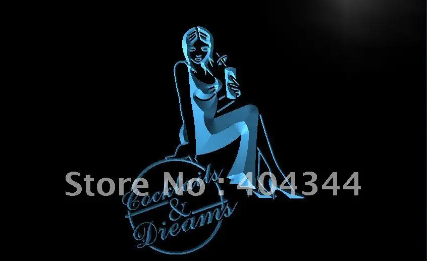 LB772-коктейли и мечты красивая девушка светильник световой знак домашний декор