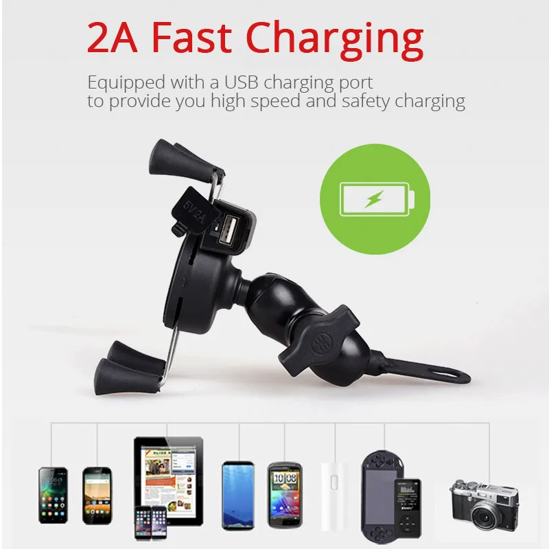 motorcycle phone holder usb charger for iphone x 8 7 plus 4 to 6 5 inch mobile phone suport 360 degree x type motorbike holder free global shipping