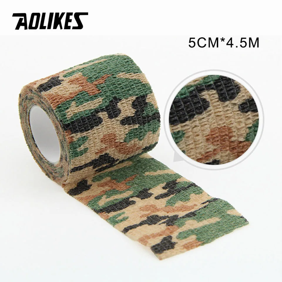 Camo E AOLIKES 5 см* 450 см самоклеющиеся эластичные бинты из нетканого материала кинезиологическая лента Защитное снаряжение колено локоть поддержка травмирования колодки - Цвет: Camo E