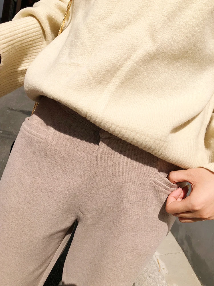 Широкие штаны с заячьими ушками женские осенние и зимние 2019 новые стильные