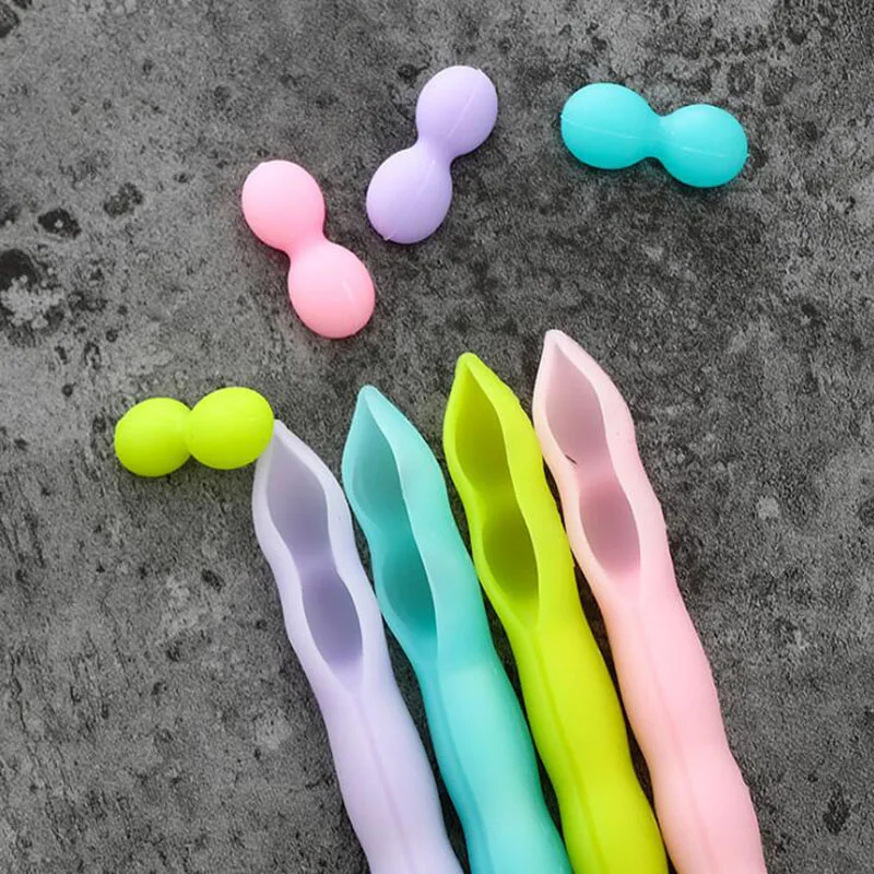 1pc Pea Gelatin Pen Candy Color Soft Silicone Cute Creative Gel Pen Black Ink Pen Student Office Stationery School Supplies new color diamond head gel pen school supplies office student creative stationery