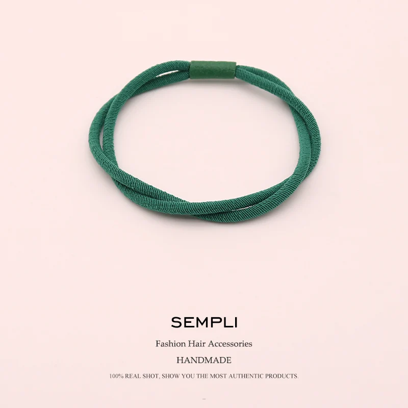 Sempli, Корейская Женская эластичная лента для волос, повязка на голову, двойная акция, эластичные резинки для волос для детей, резинка для волос, заколка для волос, аксессуары - Цвет: Green