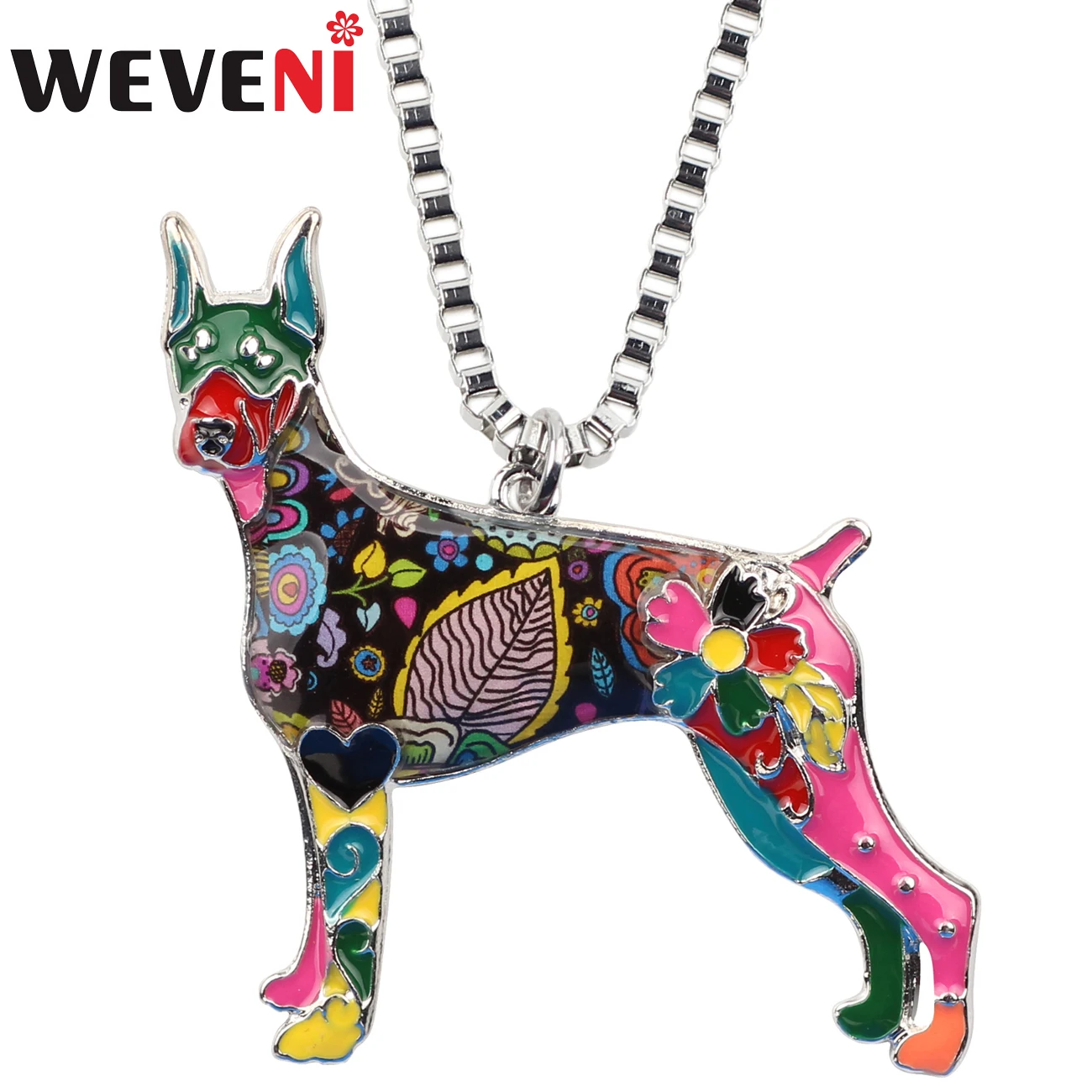 WEVENI эмалированный сплав Doberman собака ожерелье подвеска цепь чокер ошейник Модные