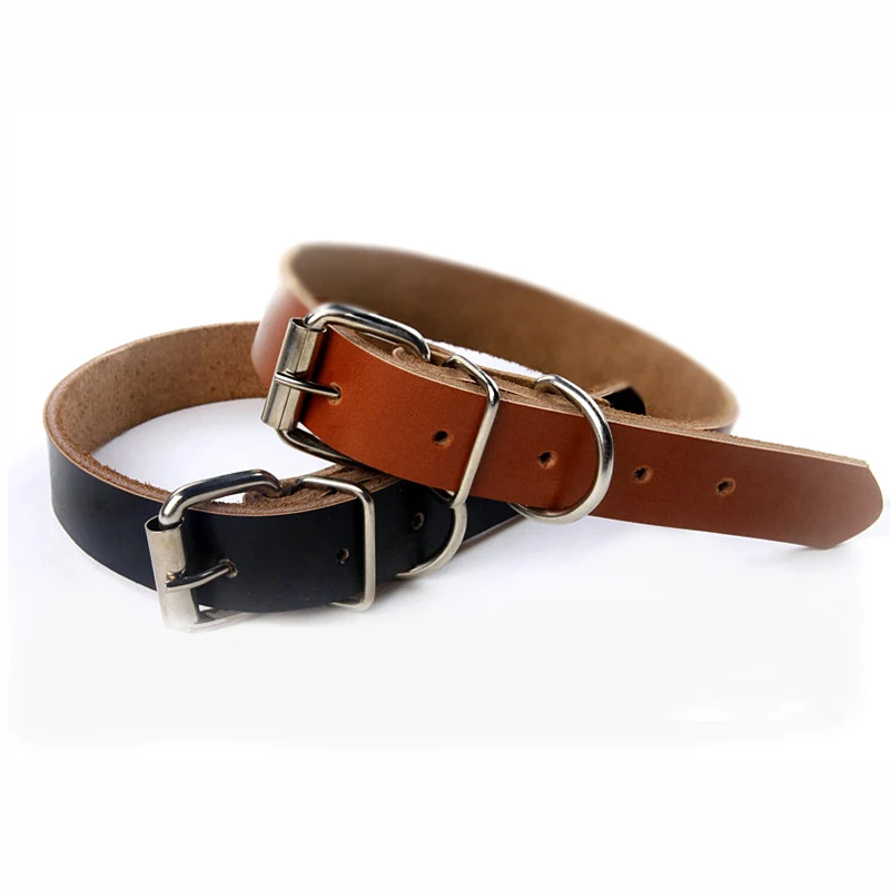 Solid Real Leather Pet Dog Collar With Buckle Adjustable Collars For Small medium Dogs Puppy Neck Accessories Products 20E | Дом и сад