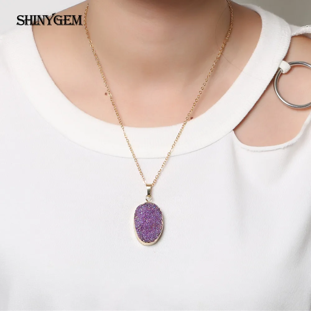 ShinyGem классический исцеляющий натуральный кристалл Druzy Подвески чакра камень
