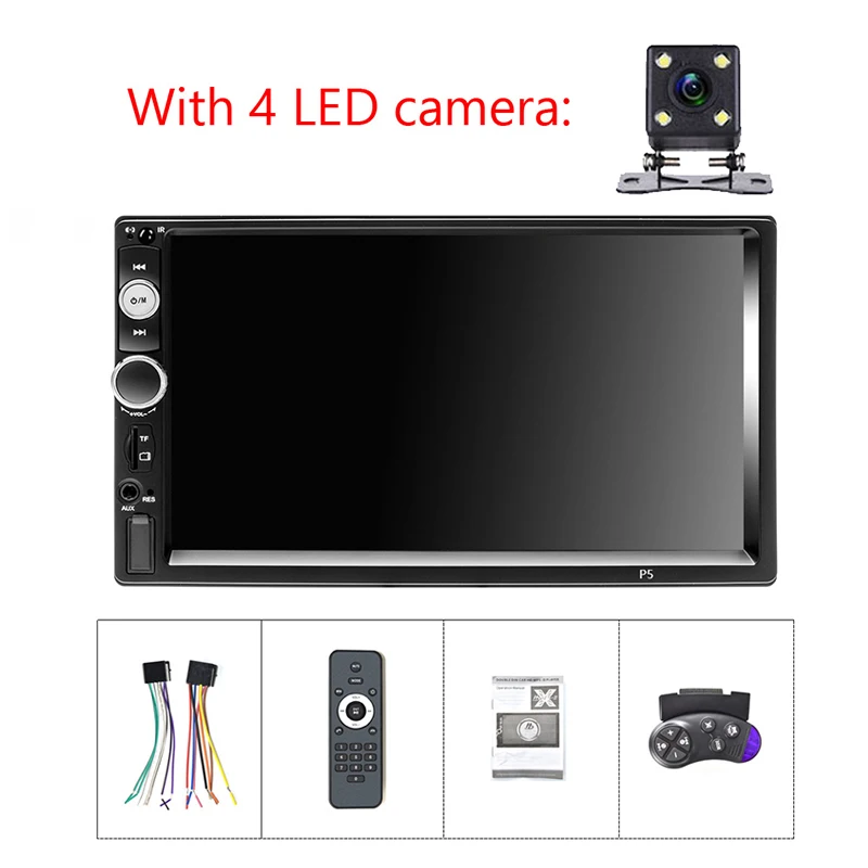 With 4 LED camera Автомобильный стерео MP5 Авторадио Зеркало Ссылка DVR BT/USB/TF/FM камера 2Din автомобильный Радио " мультимедийный плеер сенсорный экран Авто Аудио - Цвет: With 4 LED camera
