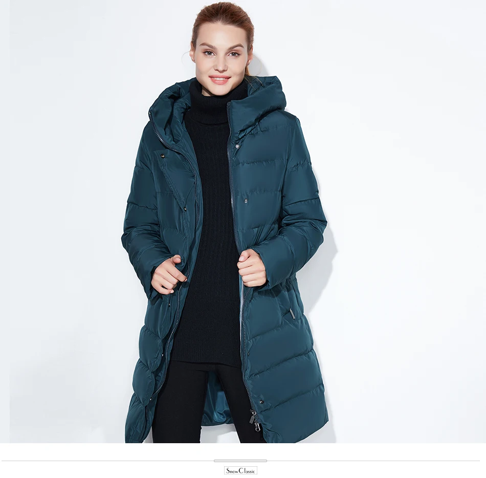 Snowclassic модная зимняя куртка Леди толстое шерстяное пальто Кнопка украшения шляпа Dupont биологического кашемир теплый ветер большой размер