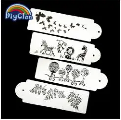 full set Бабочка DIY цветок торт границы трафарет фонарика Животное зоопарк украшения шаблон пластиковые листья живопись аксессуары - Цвет: full set