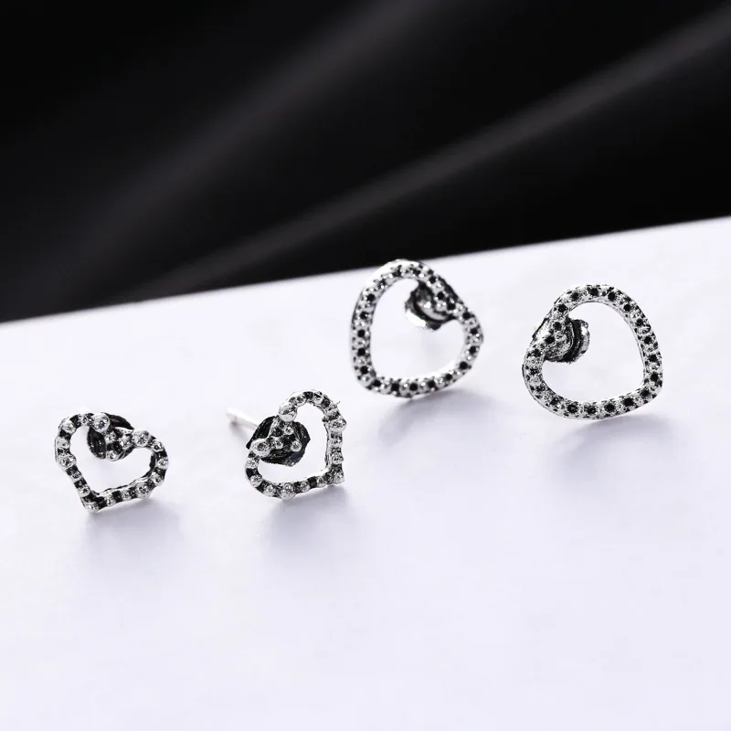 FENGLI Vintage Heart Leaf Flower Stud Earring for Women Tiny Mini Earrings Wedding Engagement Set Hot Sale | Украшения и
