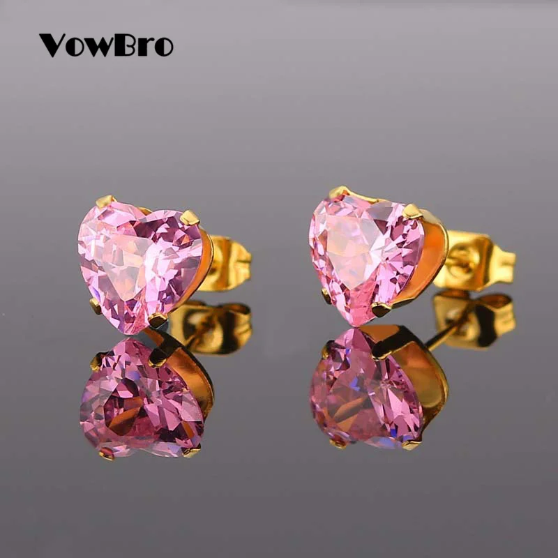 Женские и детские серьги-гвоздики vodbro маленькие серьги с розовым сердечком из