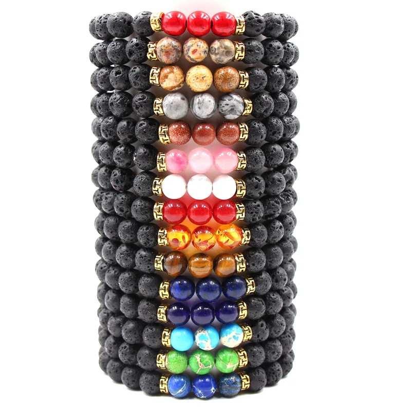 

NAPOLN Wholesale Bracelets Bulk Lots Wholesale Mens Beaded Jewelry 8MM Bracelet Stone Beads Volcanic Stone Bracelet For Women