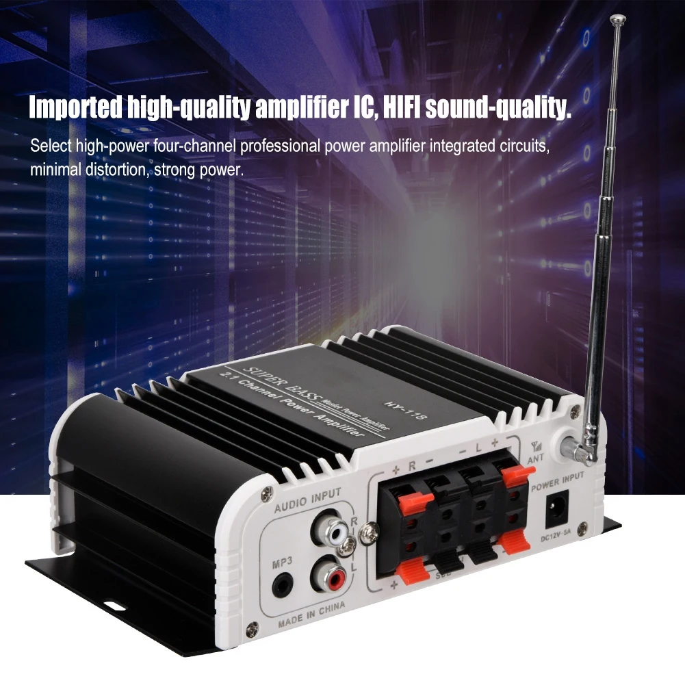 Бренд SOONHUA 2.1CH усилитель Hi-Fi FM радио Super Bass Car Audio усилители SD USB DVD MP3 плеер