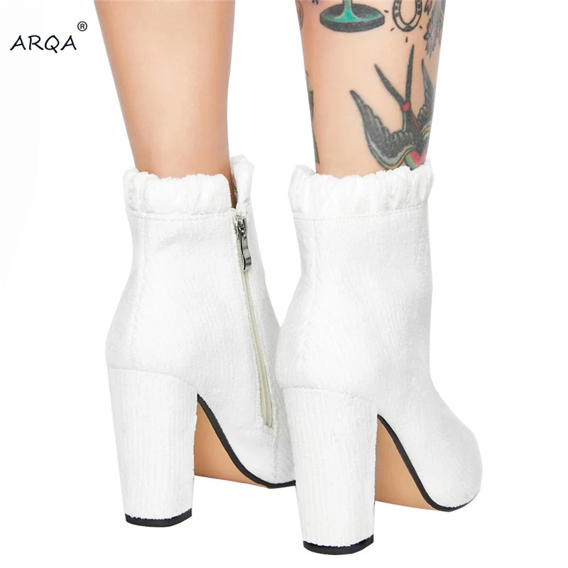 Женские вязаные Полусапоги осенне зимние шерстяные Ботинки на каблуке копытце