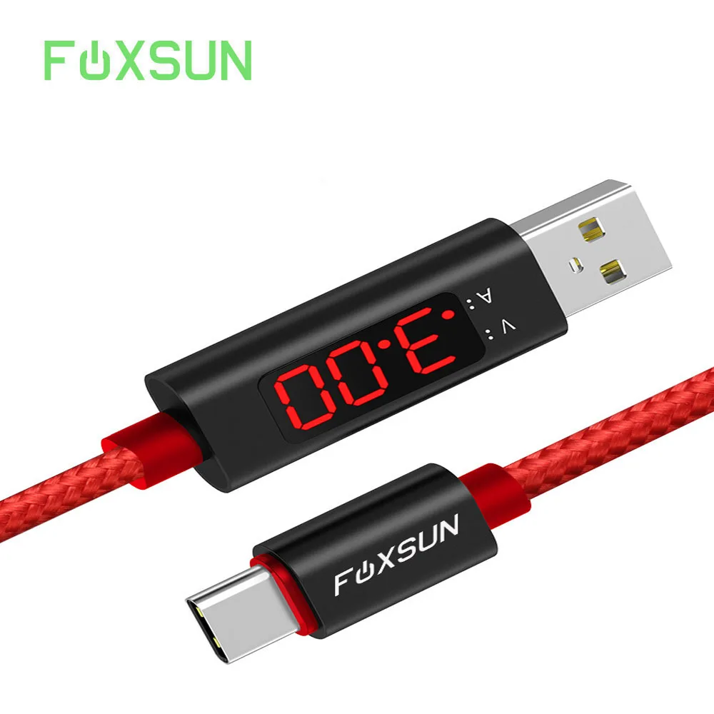 Кабель USB Type C для быстрой зарядки кабель 3 0 с напряжением тока и светодиодным