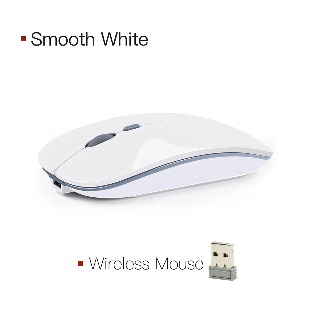 Беспроводная мышь Bluetooth мышь Бесшумная компьютерная мышь PC Mause Беспроводная перезаряжаемая эргономичная оптическая USB мышь 2,4 ГГц для ноутбука - Цвет: White