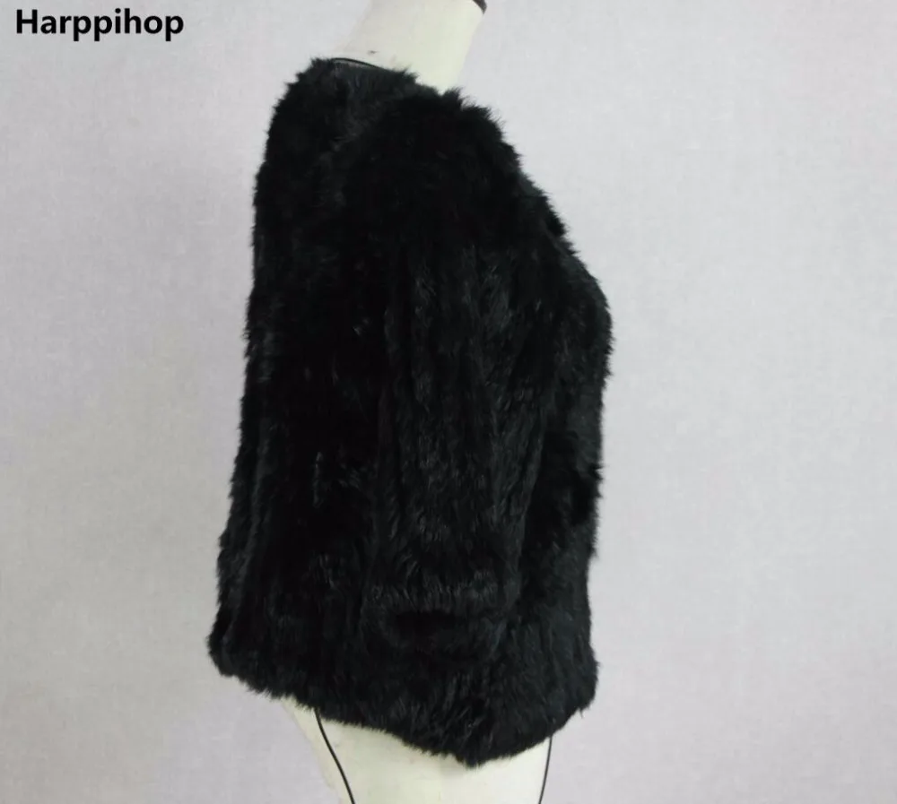 Harppihop* Новинка, горячая Распродажа, женское вязаное пальто с натуральным кроличьим мехом, куртка, жилеты, накидка, комбинезон, 11 цветов, черный, бежевый