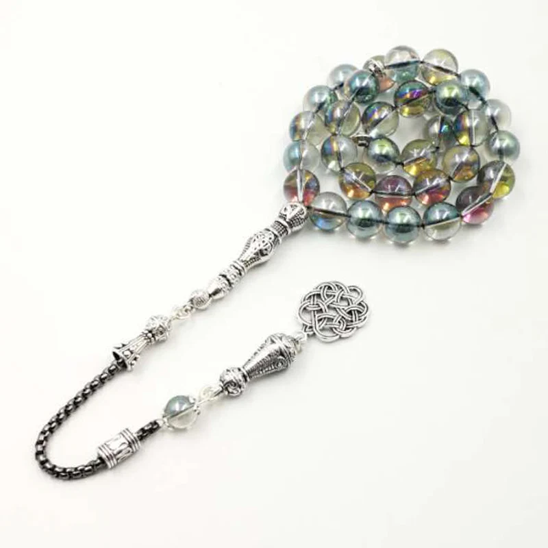 Натуральный Зеленый Кристалл Tasbih Популярные стильные браслеты мусульманские