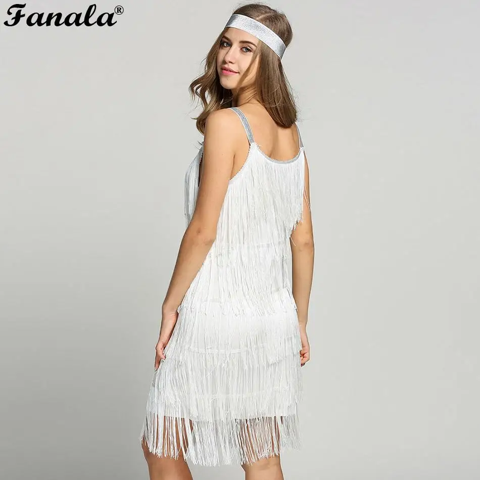 Женские платья с кисточками на бретелях модные вечерние Гэтсби бахромой платье