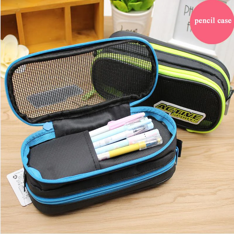 Двухслойные большие вместительные сетчатые пеналы школьные канцелярские