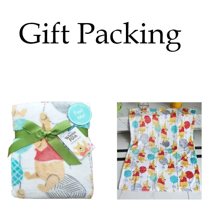 Winnie Gift Packing Дисней, детское одеяло с Винни, Минни Маус, Ариэль, плюшевое теплое одеяло, полотенца для маленьких мальчиков и девочек, подарок для питомцев, кошек, собак, бросок на кроватку, кровать, самолет - Цвет: Winnie Gift Packing