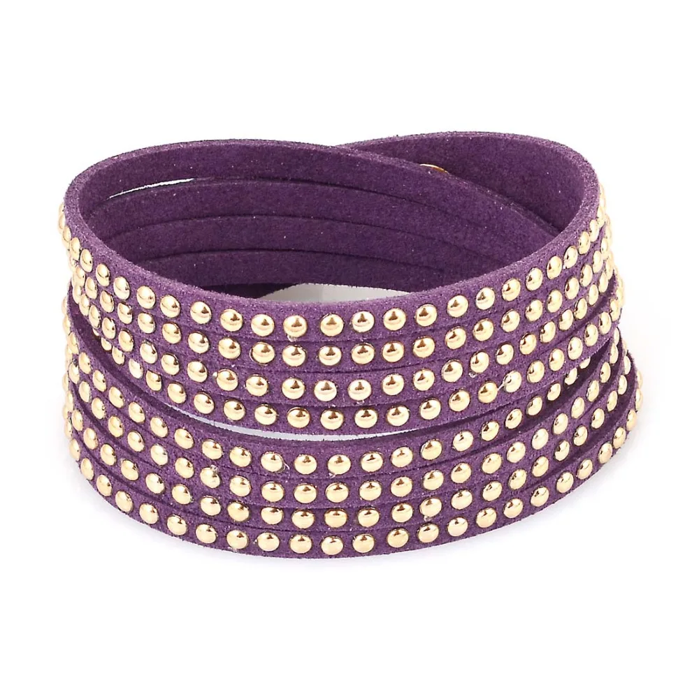 Многослойный кожаный браслет с двойной оболочкой блестящими искусственными