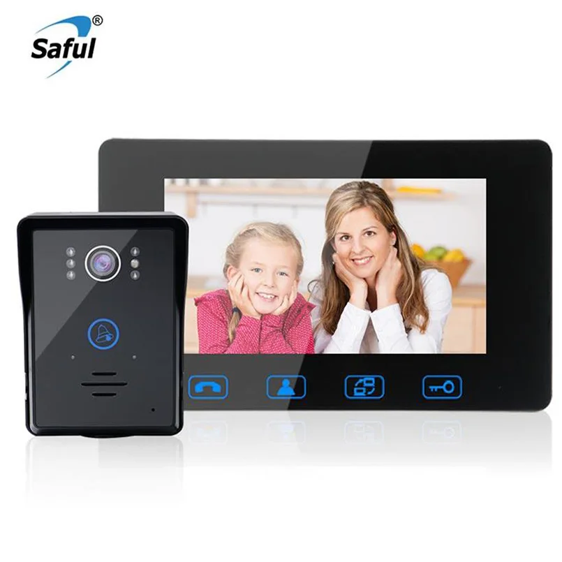 

Saful Wired Video Door Phone Touch Key 7'' TFT LCD Waterproof Night Vision Home Electric Unlock Function Door Video Intercom
