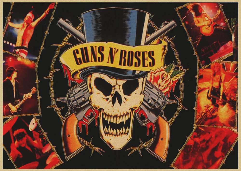 Guns N Roses рок-музыка плакаты винтажный плакат на стену стикер домашний декор крафт-бумага постер для бара/кафе