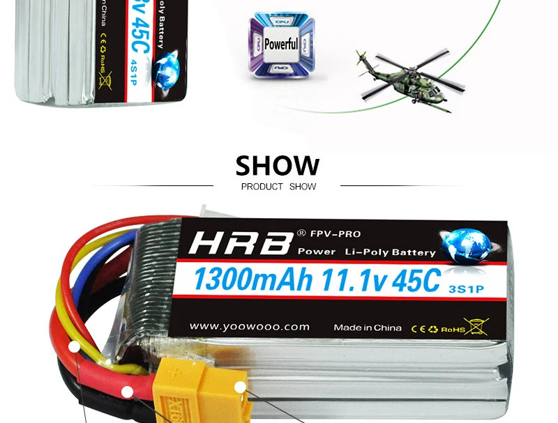 Аккумулятор hrb lipo 1300 мА/ч, 45C 3,7 V 7,4 V 11,1 V 14,8 V 18,5 V 22,2 V XT60 1S 2 3S 4S 5S 6S RC Запчасти для MJX ошибки 6 FPV Дрон RC самолет