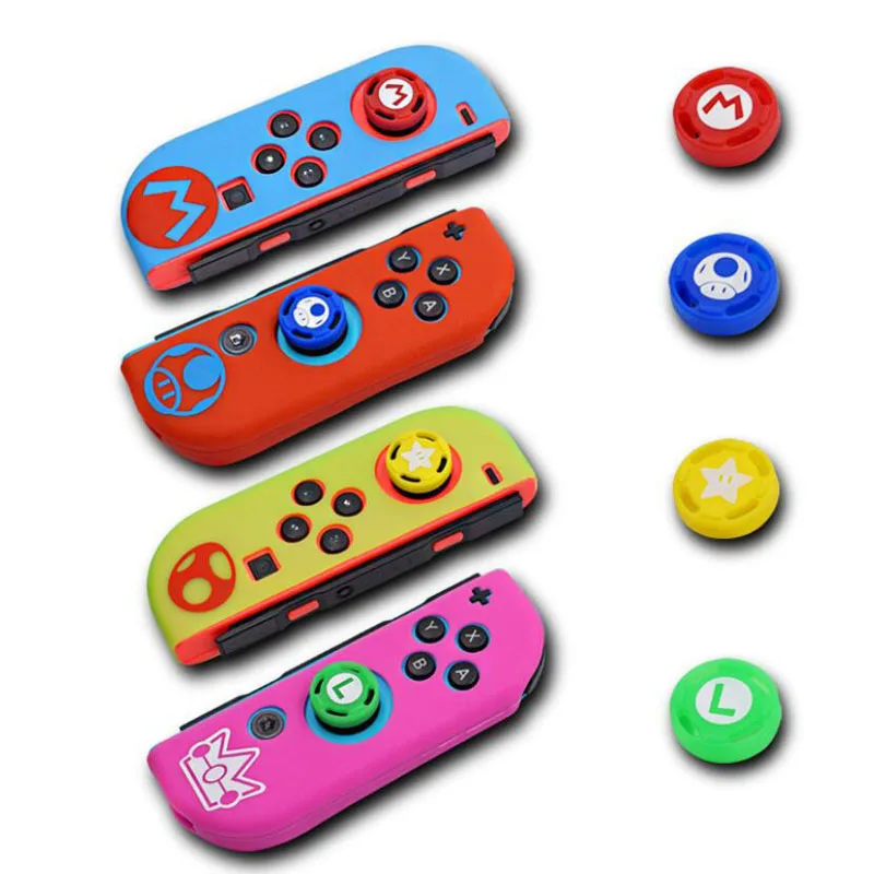 Силиконовый мягкий защитный чехол из кожи чехол+ JoyCon геймпад джойстик ручки джойстик колпачки Крышка для kingd переключатель NS Joy-Con контроллер