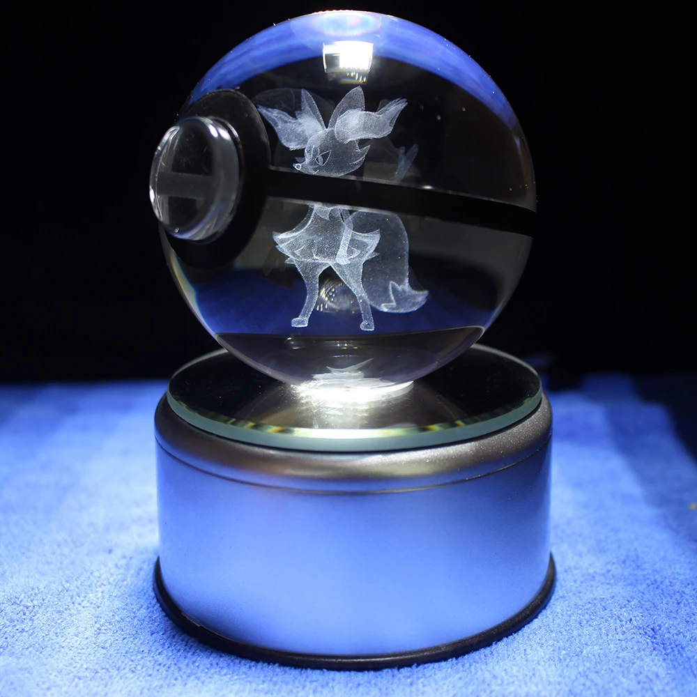 Дропшиппинг Pokemon Braixen дизайнерский Светодиодный 3D Хрустальный шар Pokeball Ночной светильник Настольная лампа